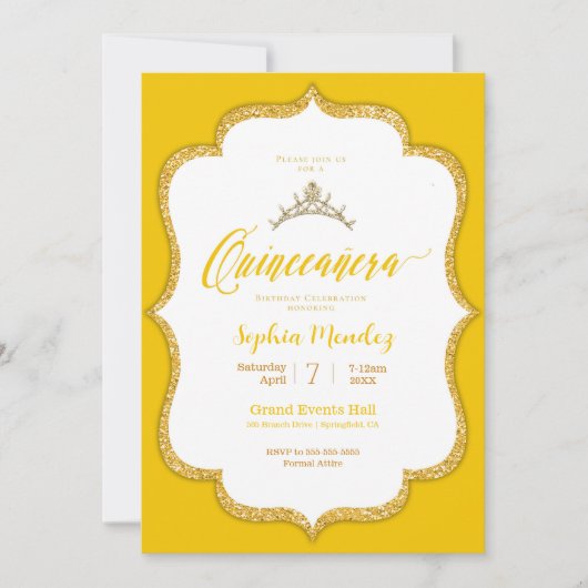 Quinceanera - Geel en gouden harten Kaart (Voorkant)