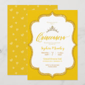 Quinceanera - Geel en gouden harten Kaart (Voorkant / Achterkant)