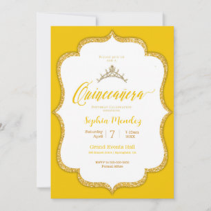 Quinceanera - Geel en gouden harten Kaart