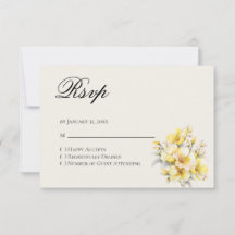 Quinceanera Geel Gouden Antwoord RSVP Kaart