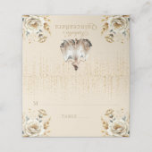 Quinceañera gepersonaliseerde luxe ivoor goud plaatskaartje (Buitenkant ongevouwen)