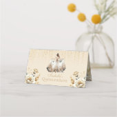 Quinceañera gepersonaliseerde luxe ivoor goud plaatskaartje (Achterkant)