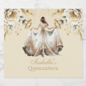 Quinceañera gepersonaliseerde luxe ivoor goud sparkling wijnetiket (Enkel label)