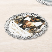 Quinceañera Gepersonaliseerde Waterverf Luxe Zwart Kartonnen Onderzetters (Gekanteld)