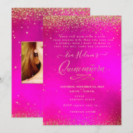 Quinceañera, geschreven in de Star, Hot PInk Kaart