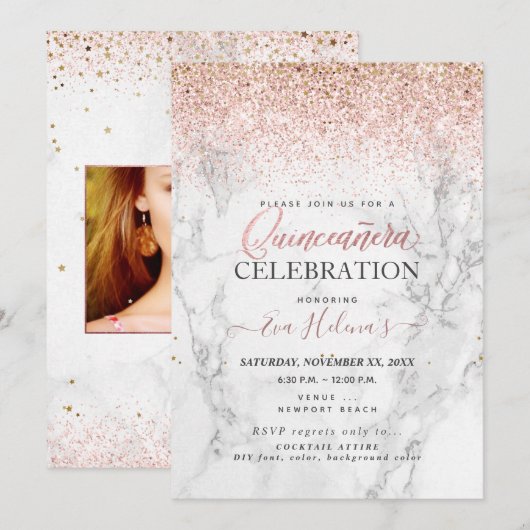 Quinceañera, Geschreven in de Ster, Marmer+Roos Go Kaart (Voorkant / Achterkant)