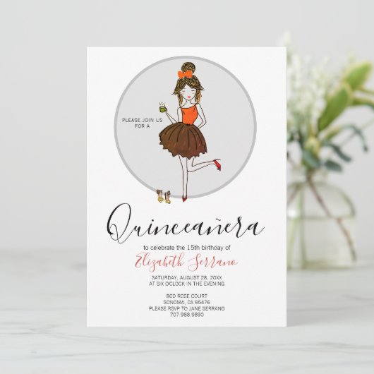 Quinceanera Girl in feestdress Kaart (Staand voorkant)