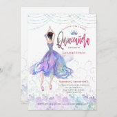 Quinceanera Glam Lila Blue Dancer String Lights Kaart (Voorkant / Achterkant)