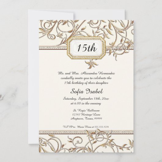 Quinceañera Glam Old Hollywood Mis Quince Años Kaart (Achterkant)