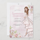 Quinceañera Glamor Girl Birthday Invitation Kaart (Voorkant)