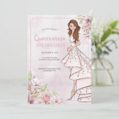 Quinceañera Glamor Girl Birthday Invitation Kaart (Staand voorkant)