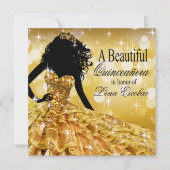 Quinceanera Glitter Ball Gown | goud Kaart (Voorkant)