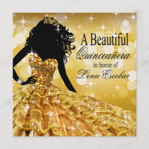Quinceanera Glitter Ball Gown   goud Kaart