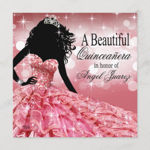 Quinceanera Glitter Ball Gown   Roze Kaart