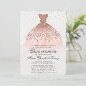 Quinceanera Glitter Dress Diamond Uitnodiging (Staand voorkant)