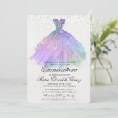 Quinceanera Glitter Dress Diamond Uitnodiging (Staand voorkant)