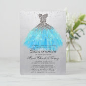 Quinceanera Glitter Dress Diamond Uitnodiging (Staand voorkant)