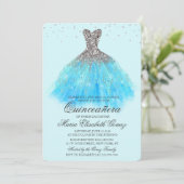 Quinceanera Glitter Dress Diamond Uitnodiging (Staand voorkant)