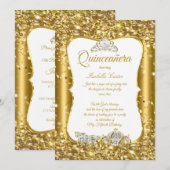 Quinceanera Glitter Fairytale Gold Carriage Party Kaart (Voorkant / Achterkant)