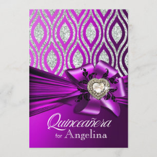 Quinceanera Glitter Geometric Ovals paars Silver Kaart