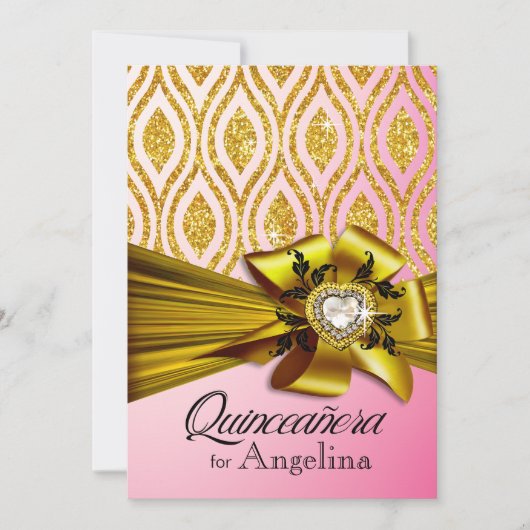 Quinceanera Glitter geometrische ovalen | roze gou Kaart (Voorkant)