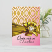 Quinceanera Glitter geometrische ovalen | roze gou Kaart (Staand voorkant)