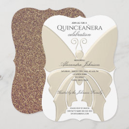 Quinceanera Glitter Goud Vlinder 15e Verjaardag Kaart