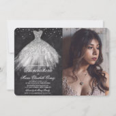 Quinceanera Glitter Jurk Diamond Chalk Uitnodiging (Voorkant)