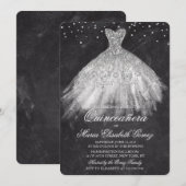 Quinceanera Glitter Jurk Diamond Chalk Uitnodiging (Voorkant / Achterkant)