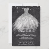 Quinceanera Glitter Jurk Diamond Chalk Uitnodiging (Voorkant)