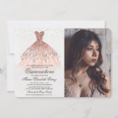 Quinceanera Glitter Jurk Diamond Foto Uitnodiging (Voorkant)