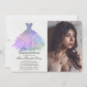 Quinceanera Glitter Jurk Diamond Foto Uitnodiging (Voorkant)