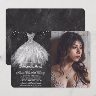 Quinceanera Glitterjurk Diamant Krijt Uitnodiging
