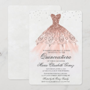 Quinceanera Glitterjurk Diamanten Uitnodiging