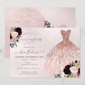 Quinceañera, Glitters Gown, Bourgondië Blush Kaart (Voorkant / Achterkant)