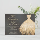 Quinceañera, Glitters Gown, Faux Gold Kaart (Staand voorkant)