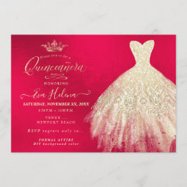 Quinceañera, Glitters Gown, Faux Gold+Red Kaart