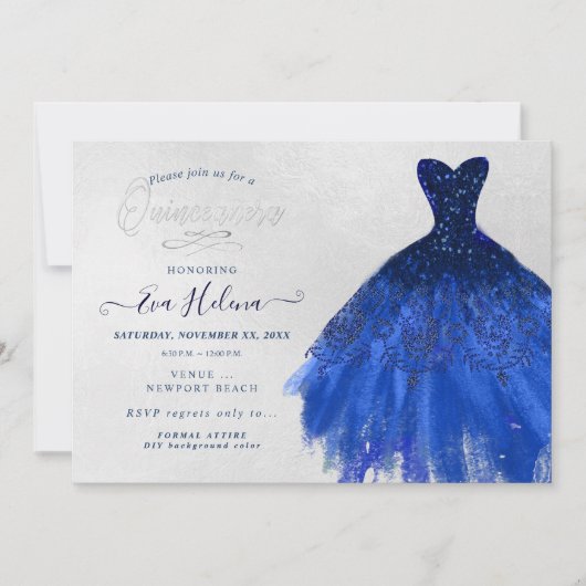 Quinceañera, Glitters Gown, Navy Blue Kaart (Voorkant)