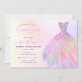 Quinceañera, Glitters Gown, Pastel Katoen Snoep Kaart (Voorkant)