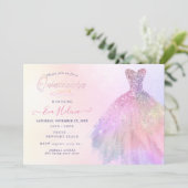 Quinceañera, Glitters Gown, Pastel Katoen Snoep Kaart (Staand voorkant)