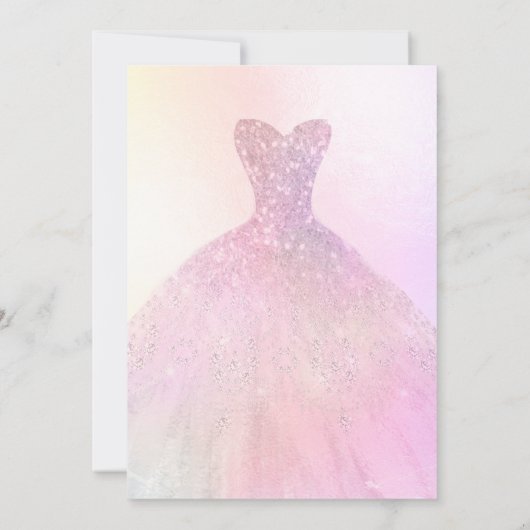 Quinceañera, Glitters Gown, Pastel Katoen Snoep Kaart (Achterkant)