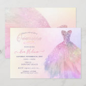 Quinceañera, Glitters Gown, Pastel Katoen Snoep Kaart (Voorkant / Achterkant)