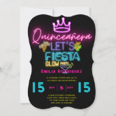 QUINCEAÑERA Glow-feest Neon feest uitnodiging (Voorkant)