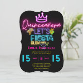 QUINCEAÑERA Glow-feest Neon feest uitnodiging (Staand voorkant)