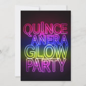 Quinceanera GLOW PARTIJ Birthday Uitnodiging (Voorkant)