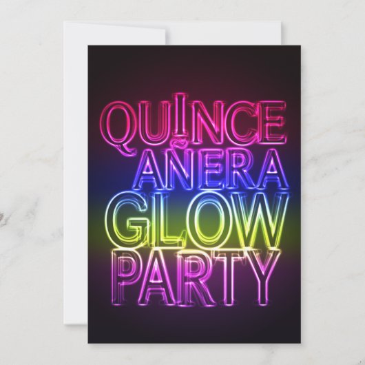 Quinceanera GLOW PARTIJ Birthday Uitnodiging (Voorkant)