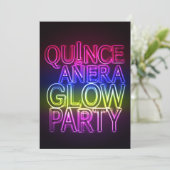 Quinceanera GLOW PARTIJ Birthday Uitnodiging (Staand voorkant)