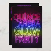 Quinceanera GLOW PARTIJ Birthday Uitnodiging (Voorkant / Achterkant)