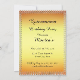 Quinceanera Gold Birthday Party 2 Uitnodiging