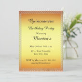 Quinceanera Gold Birthday Party 2 Uitnodiging (Staand voorkant)